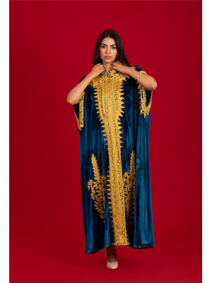 French velvet abaya with gold patterns
