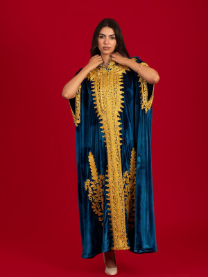 French velvet abaya with gold patterns