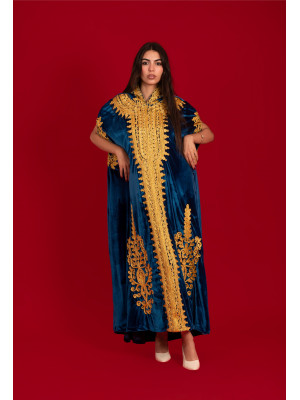 French velvet abaya with gold patterns