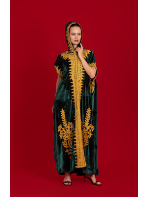 French velvet abaya with gold patterns