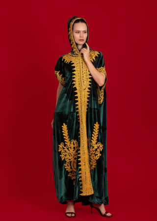 French velvet abaya with gold patterns
