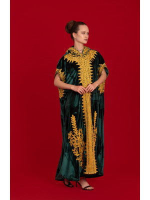 French velvet abaya with gold patterns French velvet abaya with gold patterns
