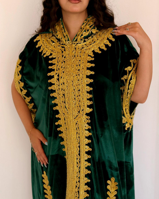 French velvet abaya with gold patterns