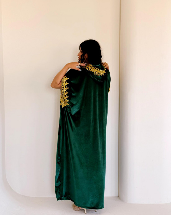French velvet abaya with gold patterns