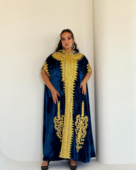 French velvet abaya with gold patterns
