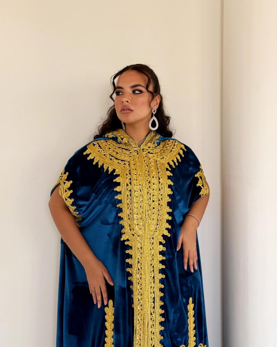 French velvet abaya with gold patterns