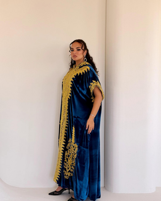 French velvet abaya with gold patterns