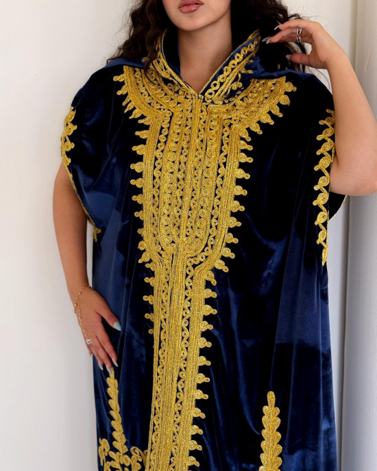 French velvet abaya with gold patterns
