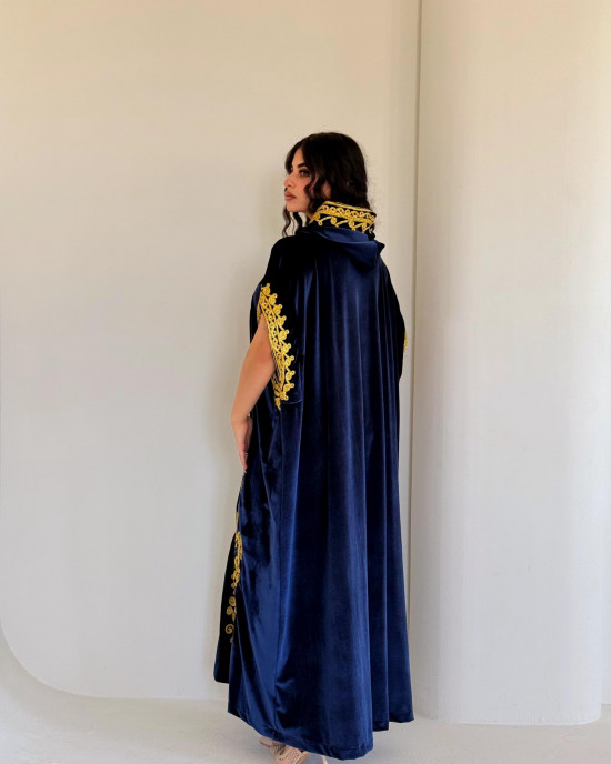 French velvet abaya with gold patterns