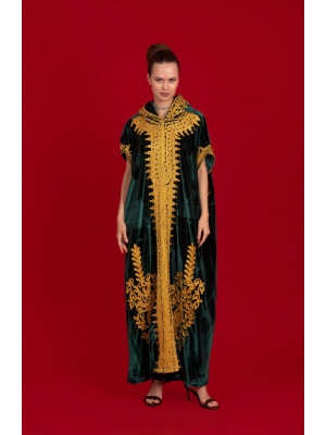 French velvet abaya with gold patterns
