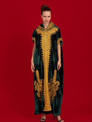 French velvet abaya with gold patterns