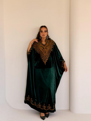 Royal velvet abaya with gold embroidery