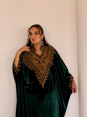 Royal velvet abaya with gold embroidery Royal velvet abaya with gold embroidery