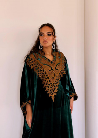 Royal velvet abaya with gold embroidery