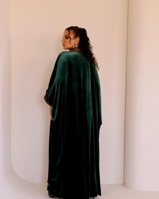 Royal velvet abaya with gold embroidery