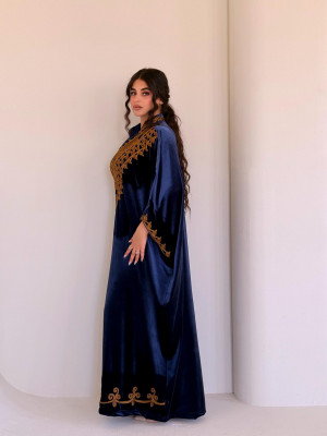 Royal velvet abaya with gold embroidery