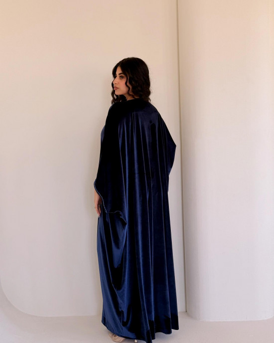 Royal velvet abaya with gold embroidery