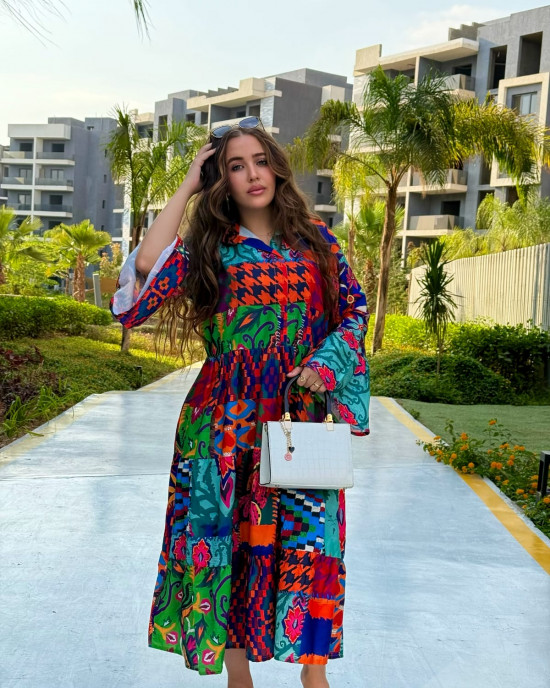 Bohemian Short Dress with Bright Colors