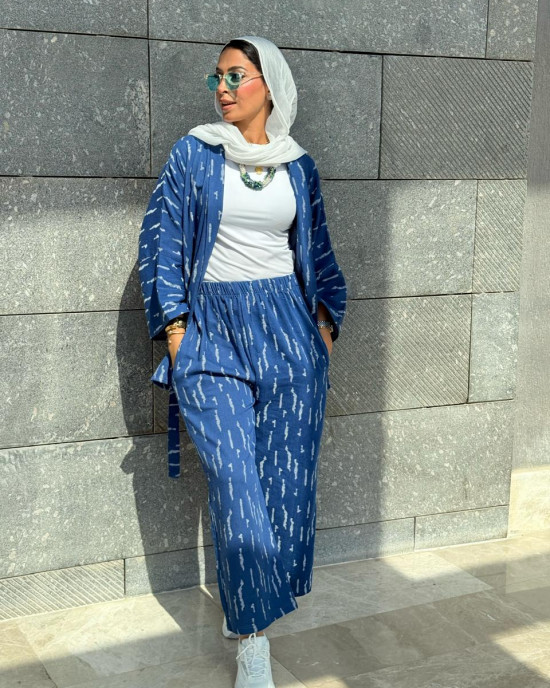 Blue Casual Set with Unique Prints