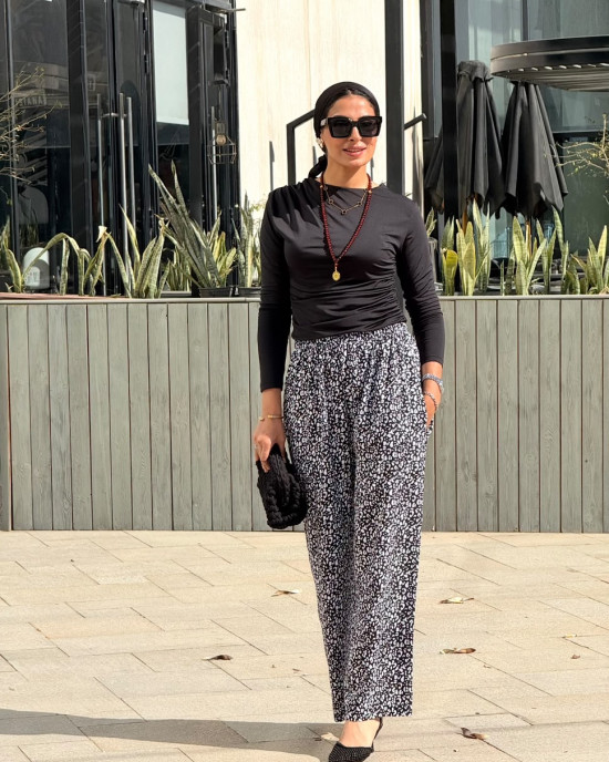 Floral cotton pants