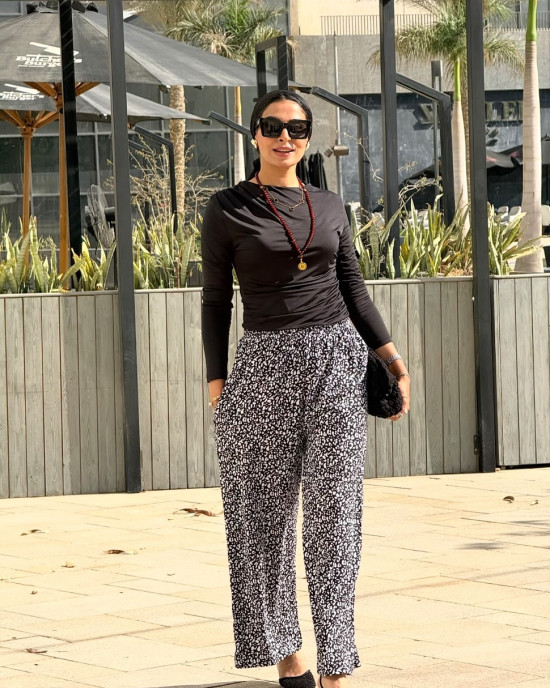 Floral cotton pants