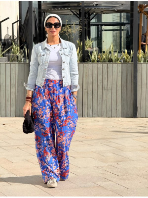 Floral cotton pants