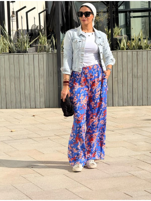 Floral cotton pants