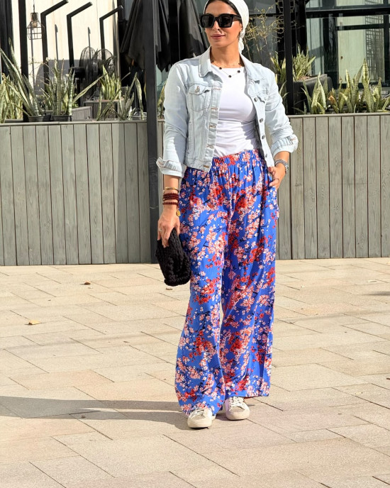 Floral cotton pants