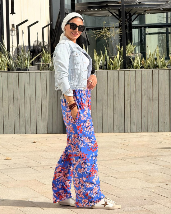 Floral cotton pants