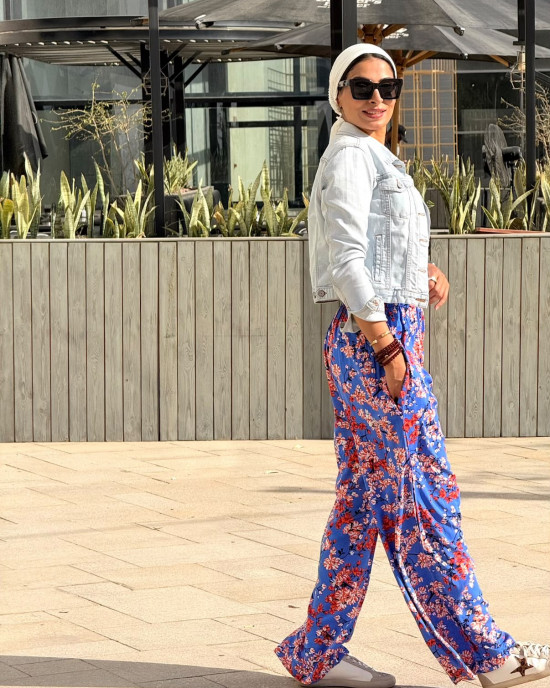 Floral cotton pants