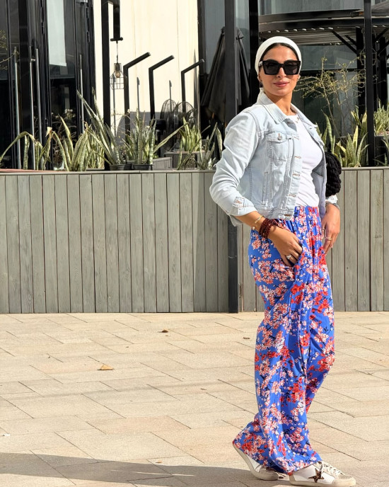 Floral cotton pants