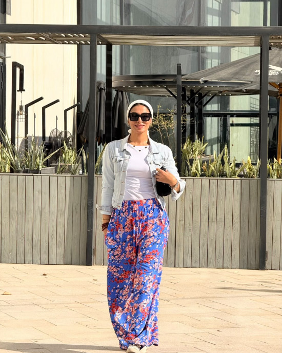 Floral cotton pants