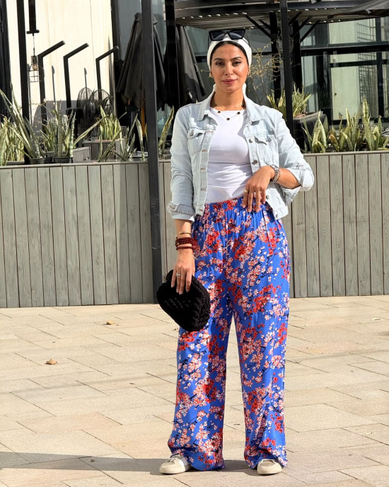 Floral cotton pants