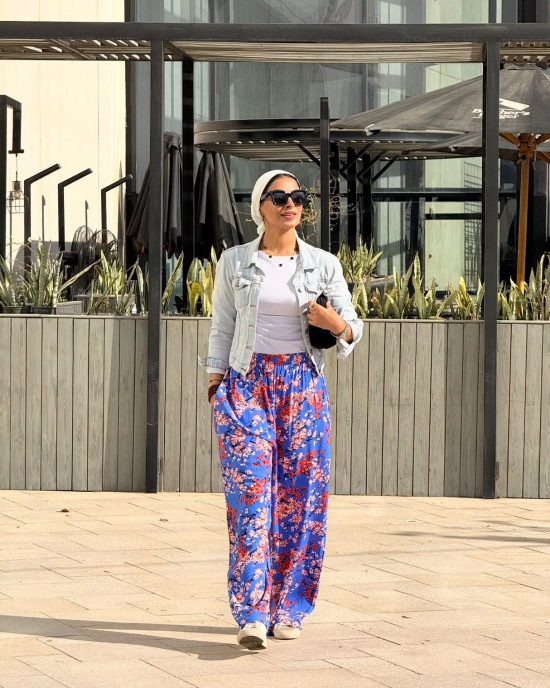 Floral cotton pants