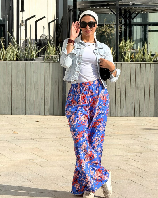 Floral cotton pants