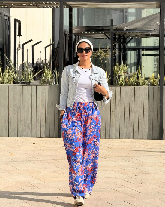 Floral cotton pants