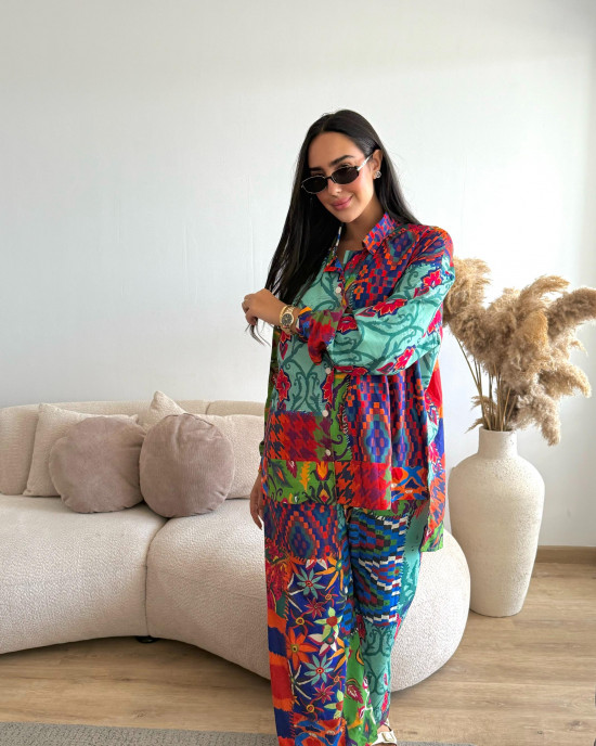 Women's Linen Set with Modern Bohemian Design Women's Linen Set with Modern Bohemian Design