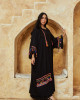 Boho-Chic 2-Piece Embroidered linen Set – Black Cardigan & Basic Inner Dress