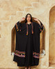 Boho-Chic 2-Piece Embroidered linen Set – Black Cardigan & Basic Inner Dress