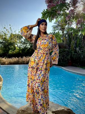 Long Summer Dress with Wide Sleeves Long Summer Dress with Wide Sleeves