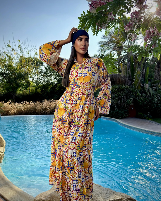 Long Summer Dress with Wide Sleeves Long Summer Dress with Wide Sleeves