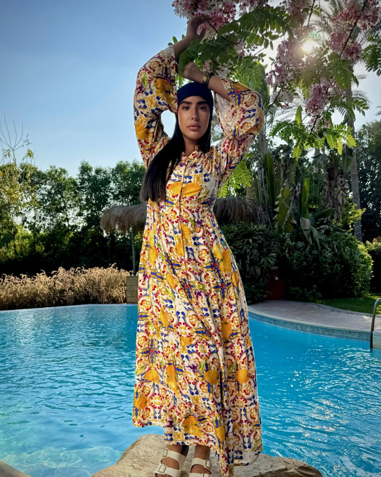 Long Summer Dress with Wide Sleeves Long Summer Dress with Wide Sleeves