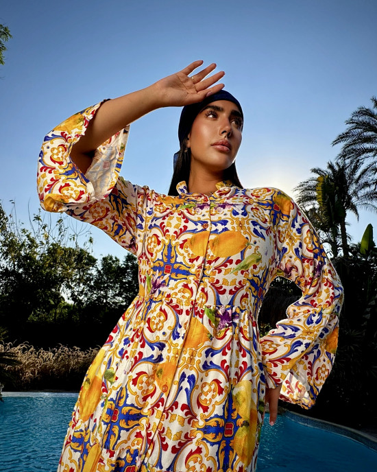 Long Summer Dress with Wide Sleeves Long Summer Dress with Wide Sleeves