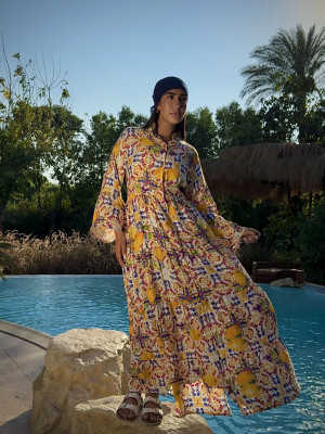 Long Summer Dress with Wide Sleeves