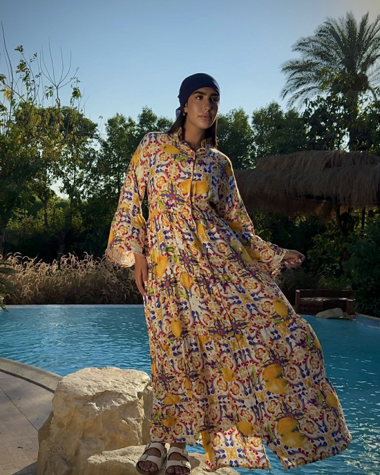 Long Summer Dress with Wide Sleeves Long Summer Dress with Wide Sleeves