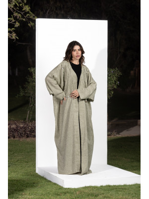 Luxurious Open Linen Cardigan with Elegant Embroidery