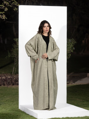 Luxurious Open Linen Cardigan with Elegant Embroidery Luxurious Open Linen Cardigan with Elegant Embroidery