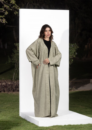 Luxurious Open Linen Cardigan with Elegant Embroidery