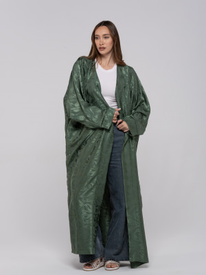 Shiny Beige Long Women's Satin Cardigan
