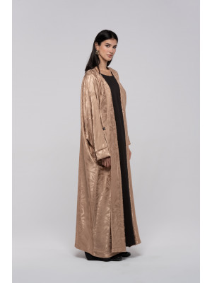 Shiny Beige Long Women's Satin Cardigan